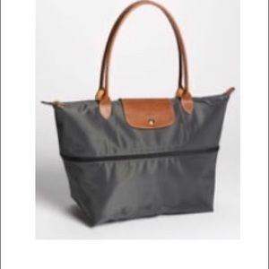 Longchamp Le Pliage Expandable Tote Gray Auth NWT